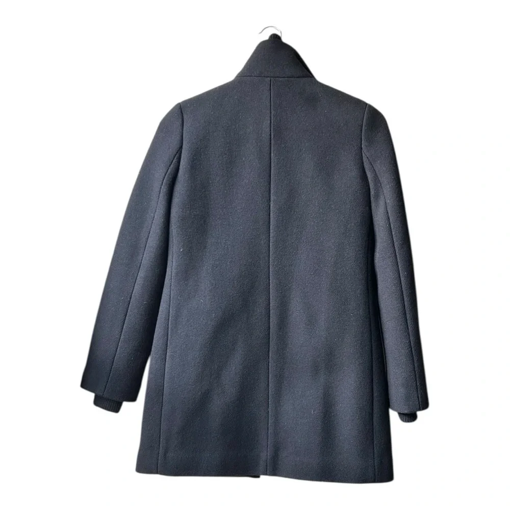 J.Crew Black Lodge Coat in Italian Stadium-Cloth Wool Sz 0